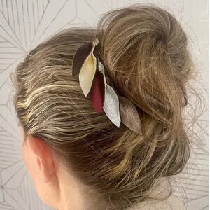 Artisan Handmade Multi colored Leather Petal Hair Comb